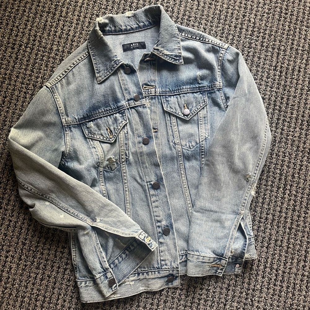 Able distressed denim jacket